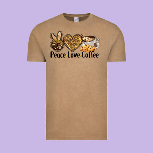 Peace Love Coffee Vintage Tee Designed By Barkaloodesign