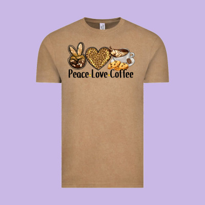 Peace Love Coffee Vintage Tee Designed By Barkaloodesign
