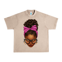 French Oak afro messy bun pink leopard bow Urban Heavy Tee - texasbilliewilder