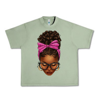 Oil Green afro messy bun pink leopard bow Urban Heavy Tee - texasbilliewilder