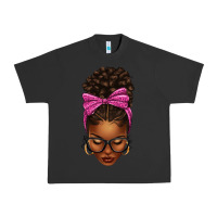 Pigment Black afro messy bun pink leopard bow Urban Heavy Tee - texasbilliewilder