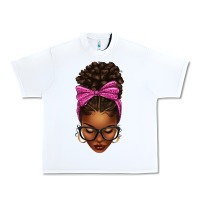 White afro messy bun pink leopard bow Urban Heavy Tee - texasbilliewilder