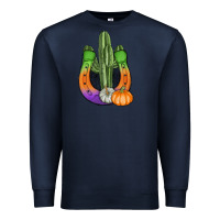 Navy horseshoe halloween cactus Premium Sweatshirt - AdoDesignShop