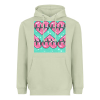 Matcha Nursing Heart Seamless Pattern Heavyweight Hoodie - BundleAndBundleShop