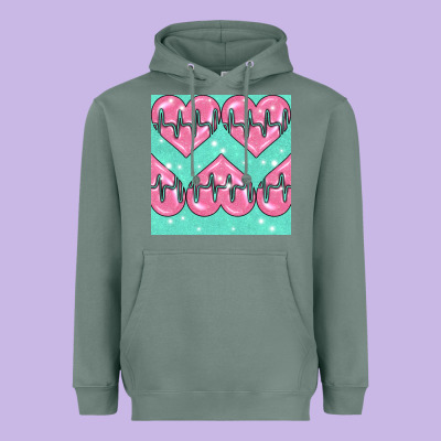 Nursing Heart Seamless Pattern Heavyweight Hoodie Designed By Bundleandbundleshop