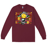 Burgundy softball cross serape leopard background Long Sleeve Tee - RanaPortraitStore