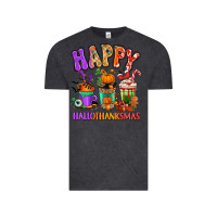 Vintage Black Happy Hallothanksmas coffee cups Vintage Tee - RanaPortraitStore