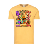 Vintage Mustard Happy Hallothanksmas coffee cups Vintage Tee - RanaPortraitStore