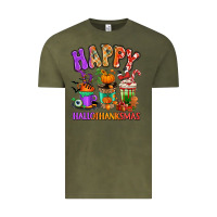 Vintage Olive Happy Hallothanksmas coffee cups Vintage Tee - RanaPortraitStore