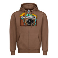 Chestnut Sunflower Gemstone Vintage Camera Zipper Hoodie - FaDigitalArtStudio
