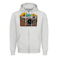Dove Grey Sunflower Gemstone Vintage Camera Zipper Hoodie - FaDigitalArtStudio