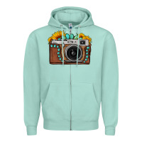 Seafoam Sunflower Gemstone Vintage Camera Zipper Hoodie - FaDigitalArtStudio