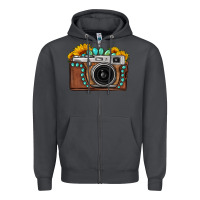 Smoke Sunflower Gemstone Vintage Camera Zipper Hoodie - FaDigitalArtStudio