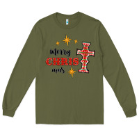 Army Green merry christmas cross Long Sleeve Tee - RanaPortraitStore