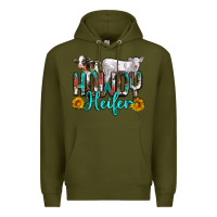 Army Green western howdy heifer Premium Hoodie - NancyCooperArtShop
