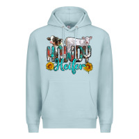 Blue Mist western howdy heifer Premium Hoodie - NancyCooperArtShop