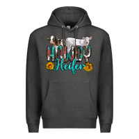Charcoal Heather western howdy heifer Premium Hoodie - NancyCooperArtShop
