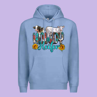 Western Howdy Heifer Premium Hoodie Designed By Nancycooperartshop