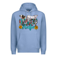 Colony Blue western howdy heifer Premium Hoodie - NancyCooperArtShop