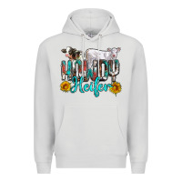 Dove Grey western howdy heifer Premium Hoodie - NancyCooperArtShop