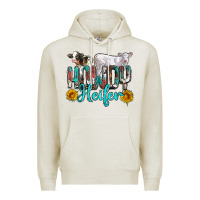 Oatmeal Heather western howdy heifer Premium Hoodie - NancyCooperArtShop