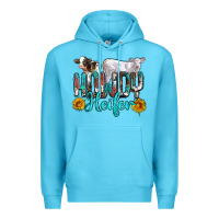 Ocean Blue western howdy heifer Premium Hoodie - NancyCooperArtShop