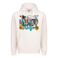 Pale Pink western howdy heifer Premium Hoodie - NancyCooperArtShop