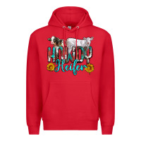 Red western howdy heifer Premium Hoodie - NancyCooperArtShop