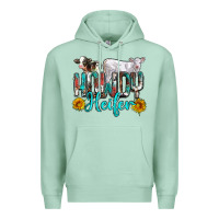 Seafoam western howdy heifer Premium Hoodie - NancyCooperArtShop