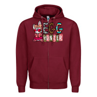 Burgundy Egg Hunter Zipper Hoodie - CowhideDigitalArt