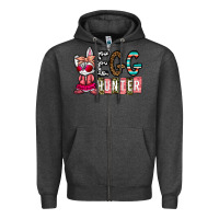 Charcoal Heather Egg Hunter Zipper Hoodie - CowhideDigitalArt