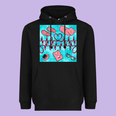 Nurse Heart Beat Seamless Pattern Heavyweight Hoodie Designed By Bundleandbundleshop