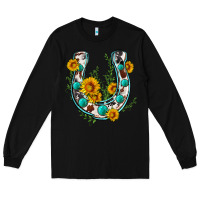 Black cowhide sunflower horseshoe Long Sleeve Tee - Zillion Design Studio