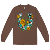 Chestnut cowhide sunflower horseshoe Long Sleeve Tee - Zillion Design Studio