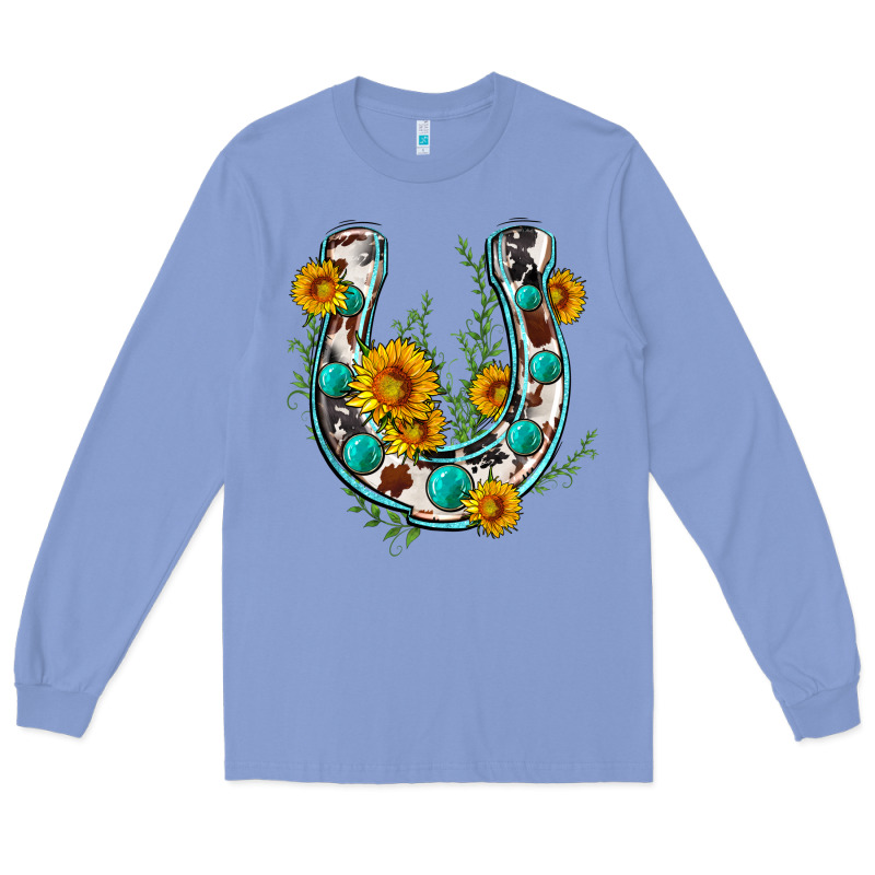 Cowhide Sunflower Horseshoe Long Sleeve Tee by Zillion Design Studio | Teevron