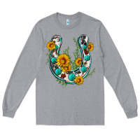 Heather Grey cowhide sunflower horseshoe Long Sleeve Tee - Zillion Design Studio