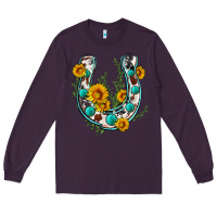 Plum cowhide sunflower horseshoe Long Sleeve Tee - Zillion Design Studio