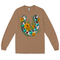 Toasted Coconut cowhide sunflower horseshoe Long Sleeve Tee - Zillion Design Studio