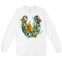 White cowhide sunflower horseshoe Long Sleeve Tee - Zillion Design Studio