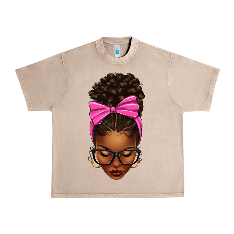 Afro Messy Bun Pink Bow Urban Heavy Tee by texasbilliewilder | Teevron