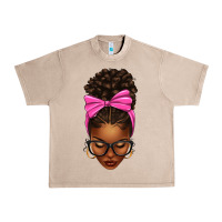 French Oak afro messy bun pink bow Urban Heavy Tee - texasbilliewilder
