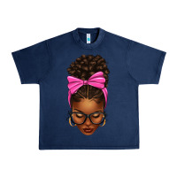 Navy afro messy bun pink bow Urban Heavy Tee - texasbilliewilder