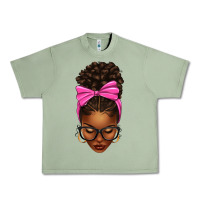 Oil Green afro messy bun pink bow Urban Heavy Tee - texasbilliewilder