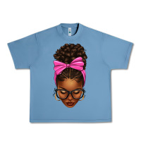 Pebble Blue afro messy bun pink bow Urban Heavy Tee - texasbilliewilder