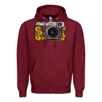 Burgundy sunflower leopard vintage camera Zipper Hoodie - FaDigitalArtStudio