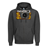 Charcoal Heather sunflower leopard vintage camera Zipper Hoodie - FaDigitalArtStudio