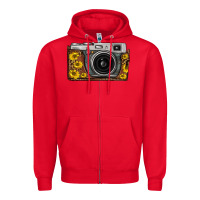 Red sunflower leopard vintage camera Zipper Hoodie - FaDigitalArtStudio