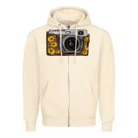 Sandshell sunflower leopard vintage camera Zipper Hoodie - FaDigitalArtStudio
