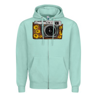 Seafoam sunflower leopard vintage camera Zipper Hoodie - FaDigitalArtStudio