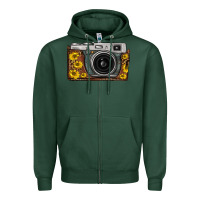 Sports Green sunflower leopard vintage camera Zipper Hoodie - FaDigitalArtStudio